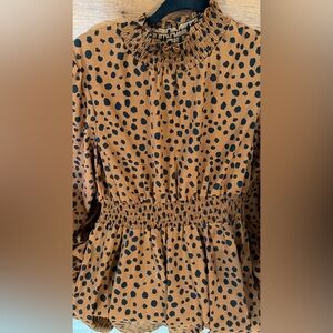 Leopard Print Smocked Mini Dress